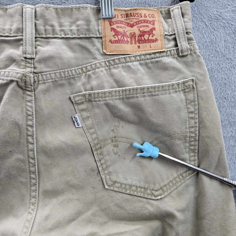 Levi's 511 Men Jeans 33X32 Brown Khakis Slim Fit Button Twill 32